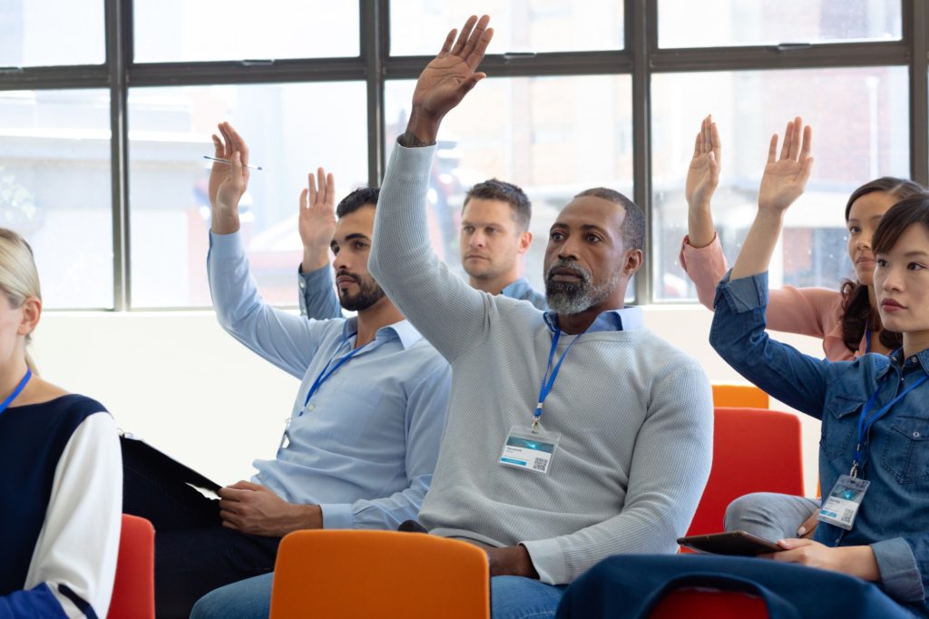 Business professionals at a conference